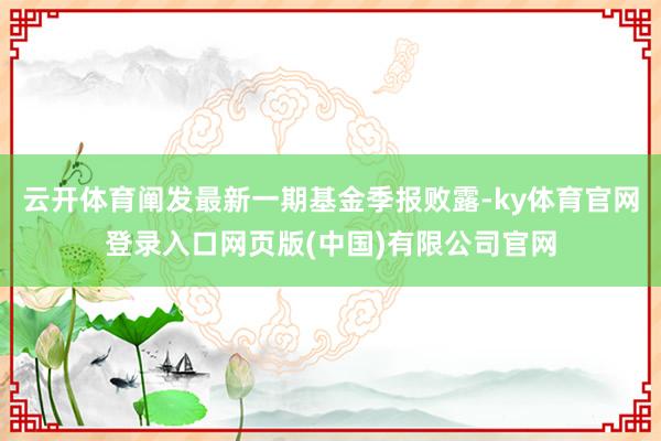 云开体育阐发最新一期基金季报败露-ky体育官网登录入口网页版(中国)有限公司官网